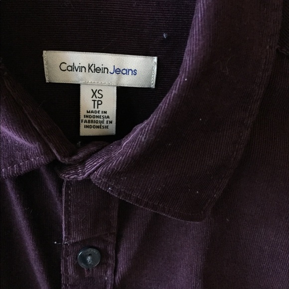 Calvin Klein Burgundy Collared Corduroy Shirt - Picture 2 of 3